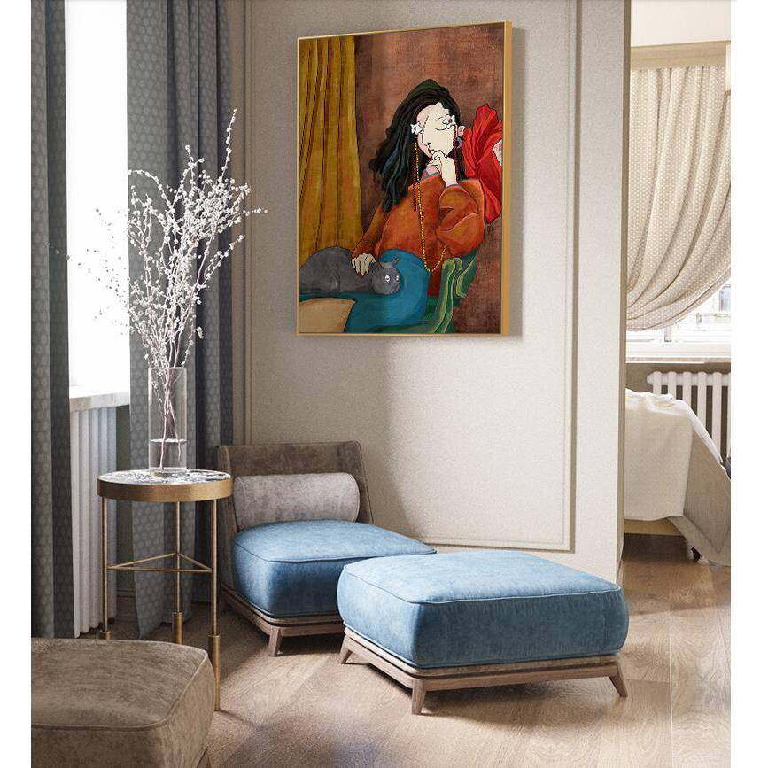 小众风民宿装饰画个性人物客厅餐厅壁画现代北欧风玄关卧室挂画