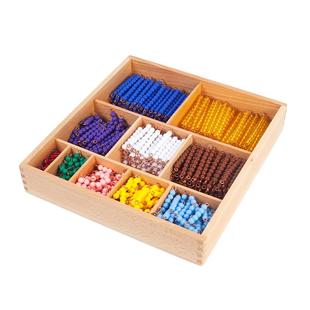 蒙特梭利蒙氏数学类早教教具五倍短珠串十当量彩色串珠益智类玩具