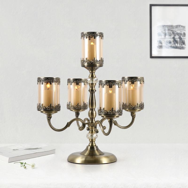 欧式复古蜡烛台美式轻奢烛台摆件北欧浪漫烛光晚餐蜡台餐桌家用