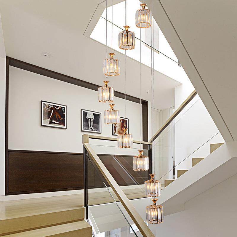 楼梯吊灯餐厅轻奢跃层客厅新中式复式楼别墅圆形北欧灯具水晶吊灯,自行车/骑行装备/零配件,更多零件/配件,淘宝优惠券,粉丝福利购,淘宝优惠卷