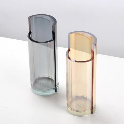 现代家居摆饰花瓶摆件客厅插花轻奢样板间氛围感软装餐桌水晶花器