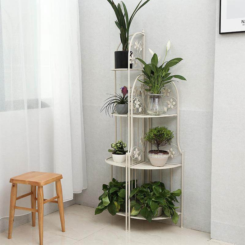 欧式铁艺置物架家用客厅三角收纳架鲜花商店盆栽展示架居家装饰