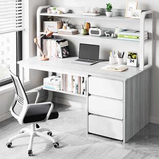 电脑桌台式家用书桌书架一体学生写字桌卧室学习桌子工作台办