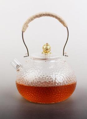 BEG锤纹提梁茶煮茶玻璃壶泡茶壶日式锤纹茶玻璃具茶壶目电陶炉煮