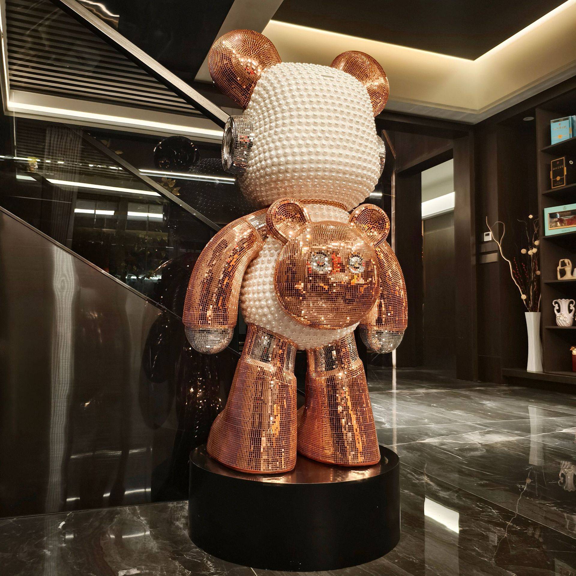 创意DJ熊带音响大型落地摆件客厅电视柜酒店大堂别墅家居装饰品