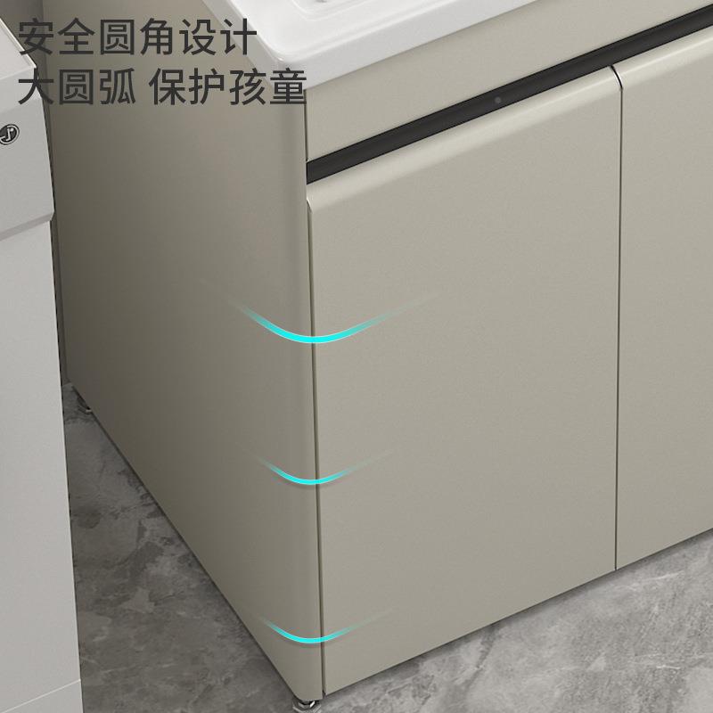 落地不锈钢浴柜一镜柜组40022合体陶瓷盆卫生间洗衣室盆带式镜子