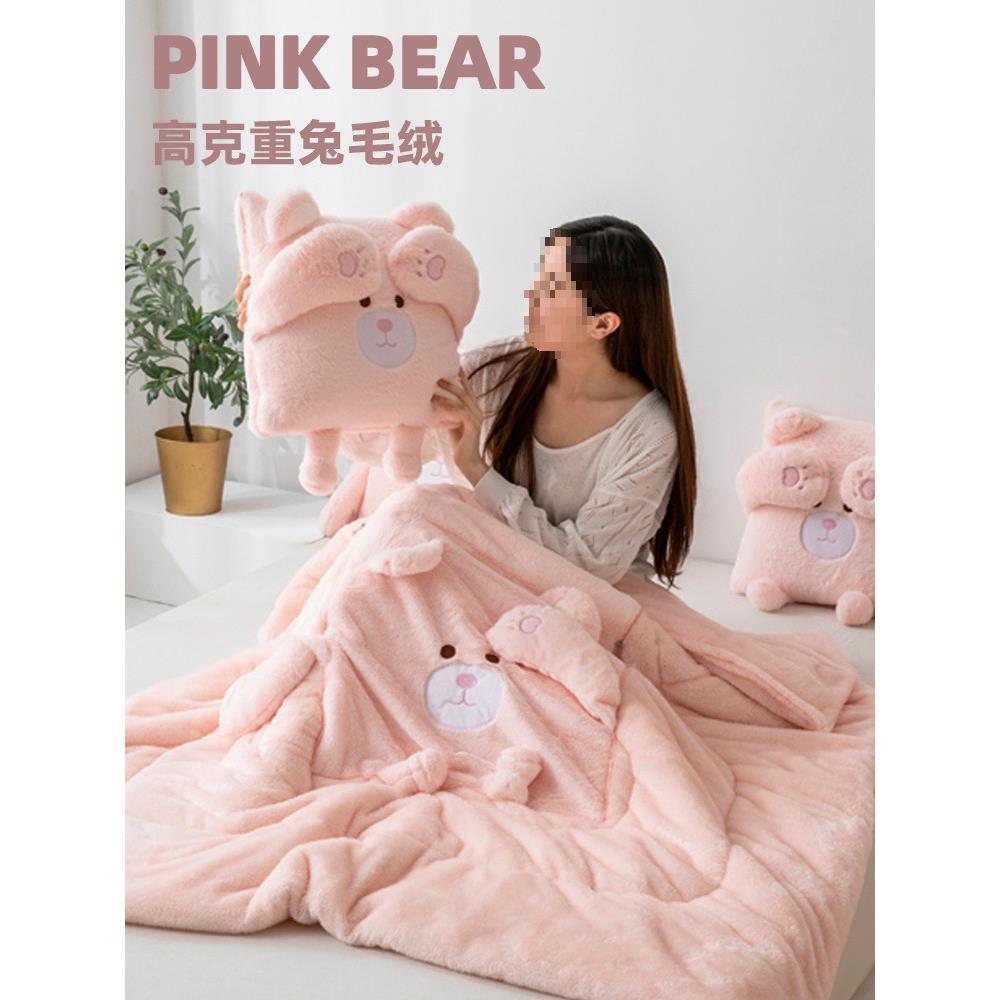 折XWU叠汽车内抱枕被毯子两用加厚车载靠垫睡二合一办室午毛靠公