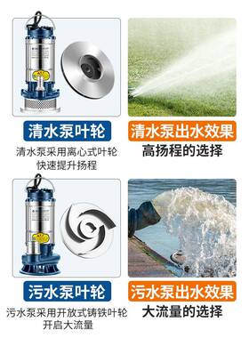 臣源锈钢潜水泵22SBB0v家用小型高用程井水抽水泵农扬灌不溉排污