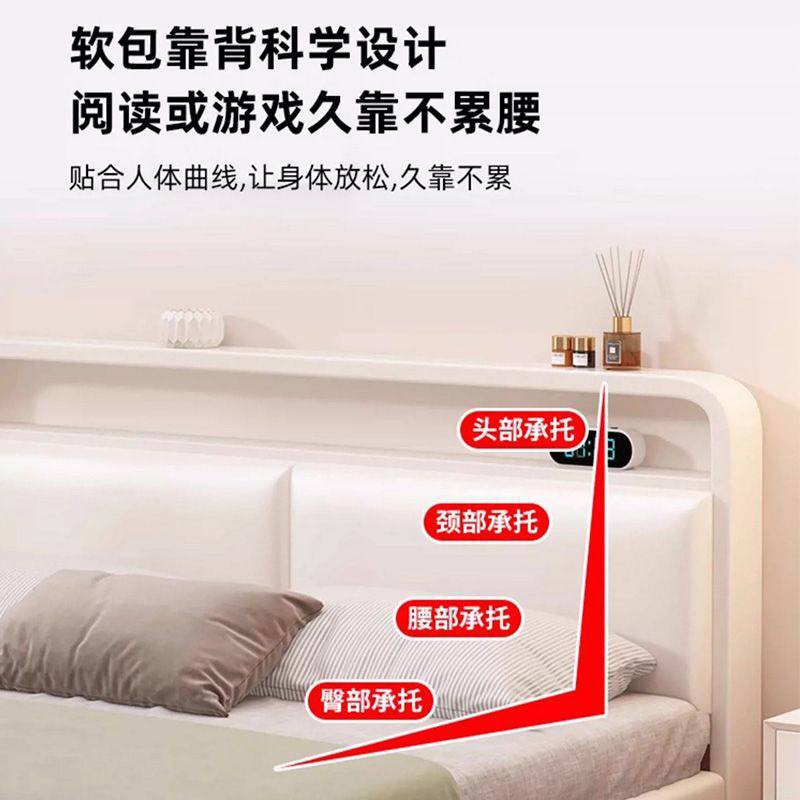 铁艺床双人床主卧不锈钢悬空铁架床加粗加厚钢架床现代简约悬浮床