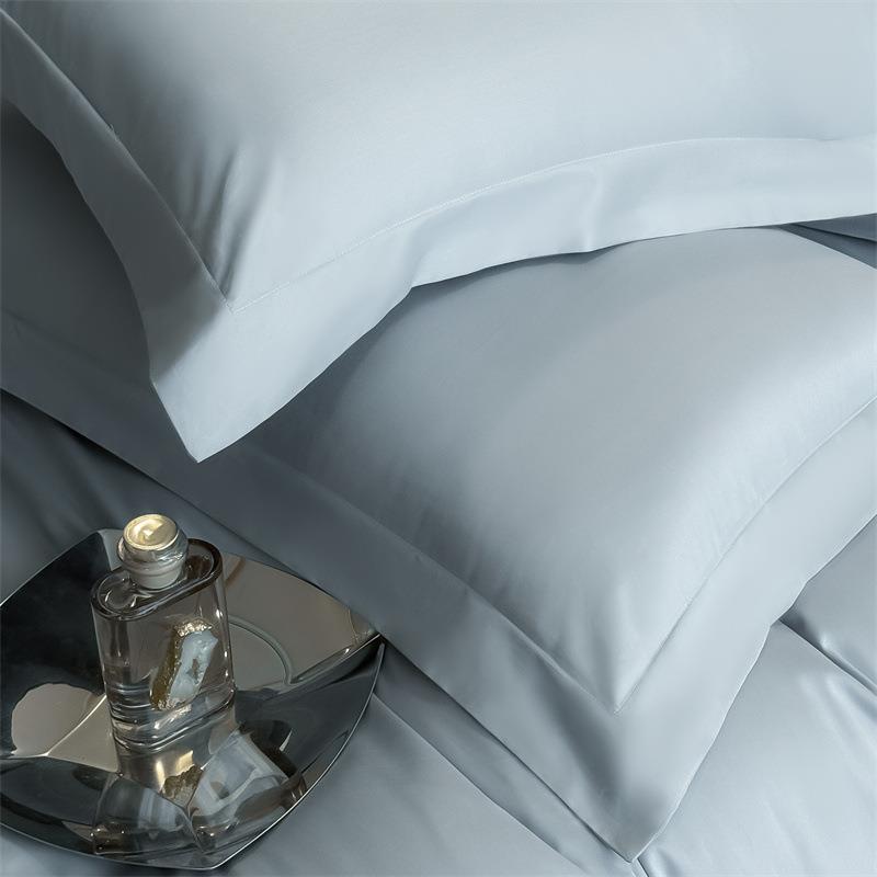 新上款简约色高高支密贡缎纯纯棉四件套长绒棉床单被套床IXB用品