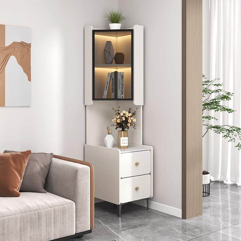 墙角岩板落柜地式边抽边9实木简易沙发边侧柜LKP0度转角柜客厅