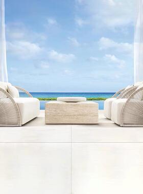 户外藤编沙发阳台花园庭院创意酒店别58870墅露天三休闲藤具家套