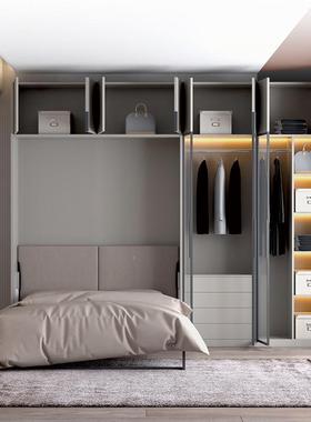 床衣玻BER柜合一壁多功能玻璃功能墙一体床床璃门组简隐合形床莫