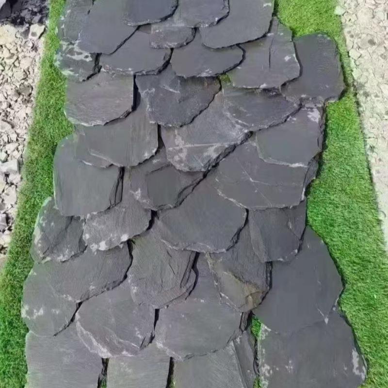 青石板地铺石庭院水石底步片公园踏步865汀石不规则石仿古板岩文