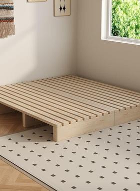 日式床木榻榻米床房架子实排骨架落地床矮床无床头UJL出租民宿地