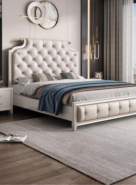 式现代简约高端大气木床实1.8米54946双床人储物床软包轻奢主卧美