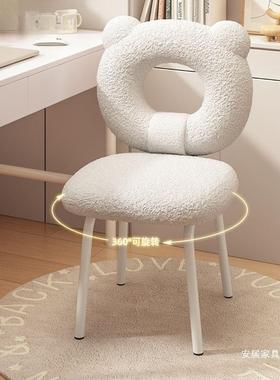 卧室简约轻奢化妆靠用背女生梳妆家美甲妆椅子网红梳RGY凳子奶台