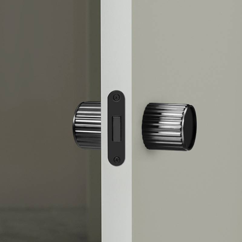 卧室极简门锁家用通用型磁吸静音房门锁中古风旋钮隐藏钥匙门把手