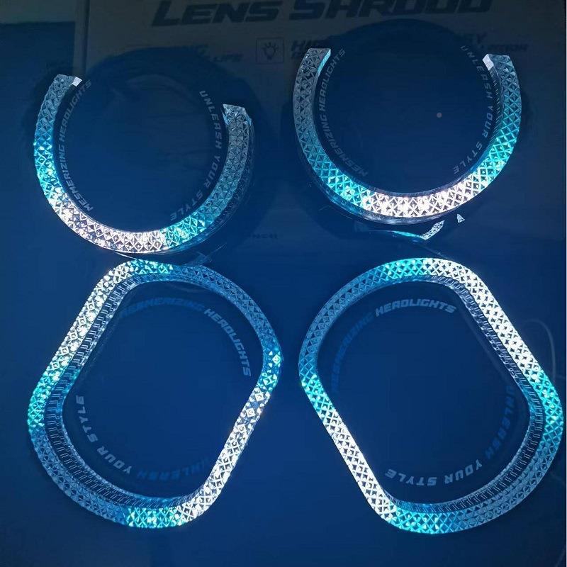 改装LED行透镜饰罩5D天使眼YT-2.5SH一体装罩车灯日灯转向罩框灯