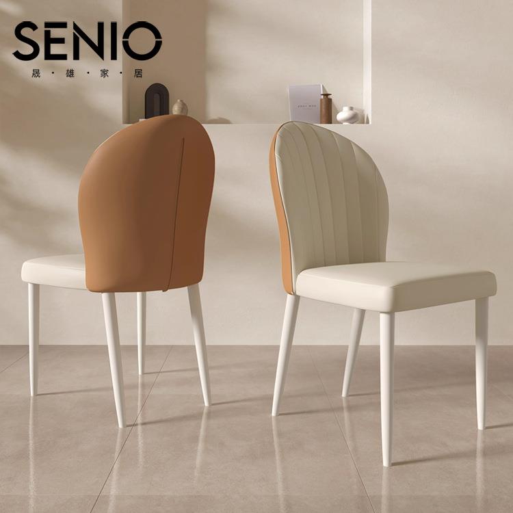 法式奶油风餐椅代简约家用靠计背凳子白轻色FIT酒店奢网红设现师