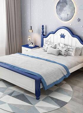 .新款实UTY主木床女孩公1.5米儿童床男孩单人床12米床青少年学生