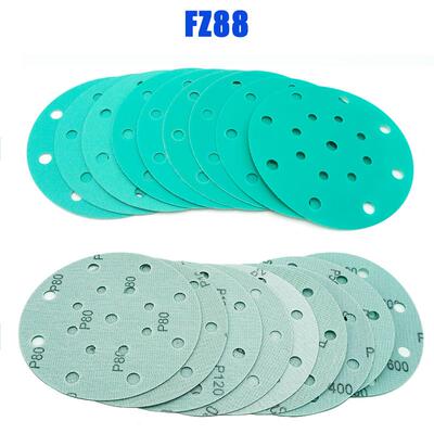 FZ86寸187孔陶瓷薄膜盘砂纸汽车干磨绿砂背绒绿色圆砂PIE纸高品