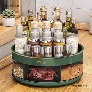 凯厨房调料置物贝架一收纳体台面料旋转调盒调味品油盐pxx48615酱