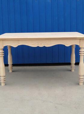 现代美式乡村复古做旧长方形实酒店家用雕花木小户型桌饭白餐HOQ