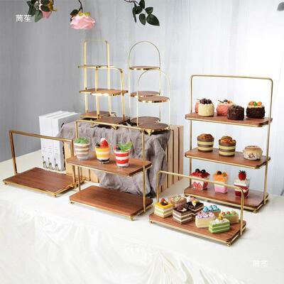 中式甜品台摆件展架三层下午台茶点心蛋糕托盘架子茶thfgj#%h套歇