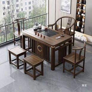 茶实木茶桌椅组合一桌五MQY椅新中式公室茶几具套办装一体家茶用