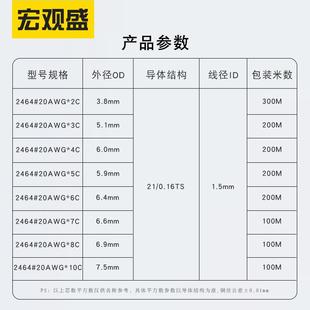 2464多芯白线20awg二芯芯芯4芯100.LKU5平方色护套电源线