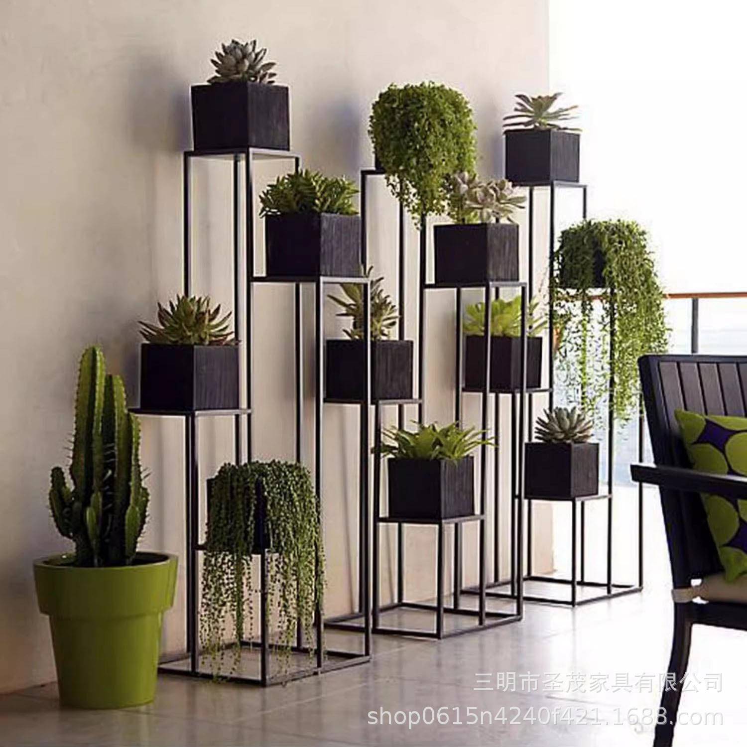 简约铁艺落地式创意休闲花架多层阶梯阳台转角绿植架子绿萝花盆架