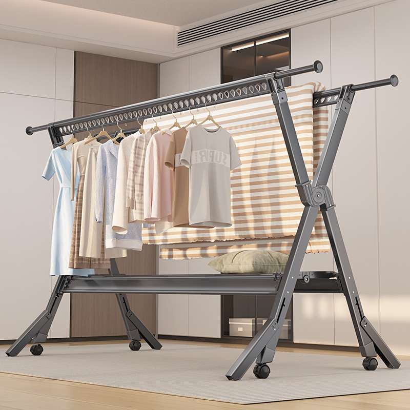 铝合金晾衣架落地折叠室内凉衣架挂衣架家用阳台晒衣架户外晾衣杆