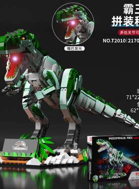 泰高乐T2012三角龙恐龙模型T2013儿童拼装积木玩具会发光T2010
