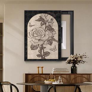 中古风电表箱装饰画美拉德法式复古遮挡配电箱电闸盒盖板竖版挂画