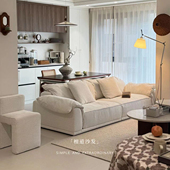 檀道棉麻布艺沙发现代简约小户型法式 奶油风布艺直排高级感沙发