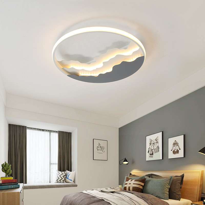 北欧卧室灯吸顶灯创意艺术山水画灯主卧房间灯客厅灯简约现代大气