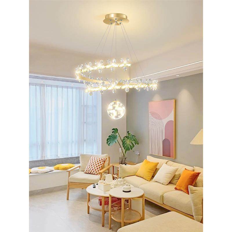 北欧客厅吊灯轻奢水晶led大厅餐厅灯现代简约创意花瓣卧室灯具