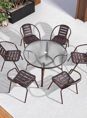 庭室外铁艺户桌椅组合休闲露天饮阳HWZY-001台桌椅三件外套外摆院