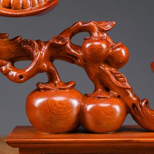 花梨雕事木事事如意如意摆件实木雕工刻如意羊中式事艺品家居客厅