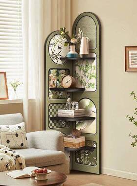 客沙三发装饰架装饰搁板角柜角边中古风转BIF柜感柜子置物厅柜