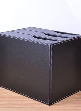 创意皮革办公室盒桌面文件柜抽屉式文件夹纳资料A42156多层收整理