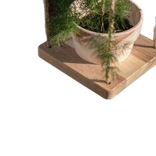 创意实木麻绳悬篮挂花盆架置架阳台物庭院多肉绿萝装 WMH饰摆吊件