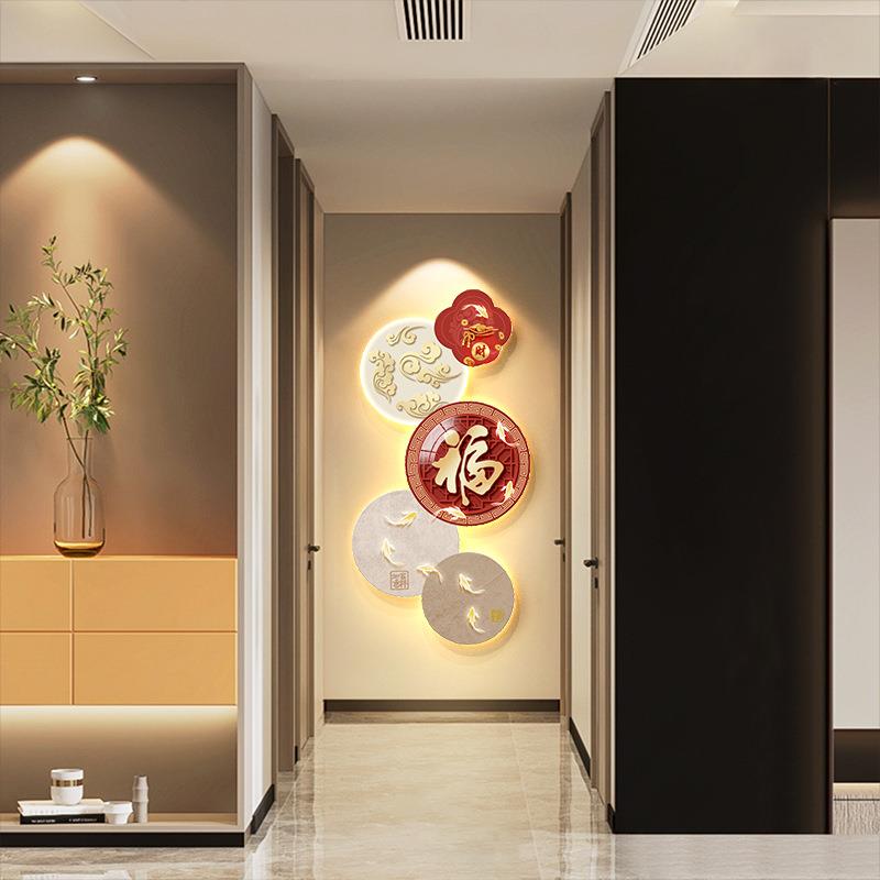 字灯廊画走装饰画现代轻奢led财招无品牌/寓意好的正对福门过道尽