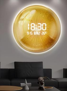 高档圆形HS-05240玄关装户饰画led数字钟带灯挂画入现代轻奢时抽