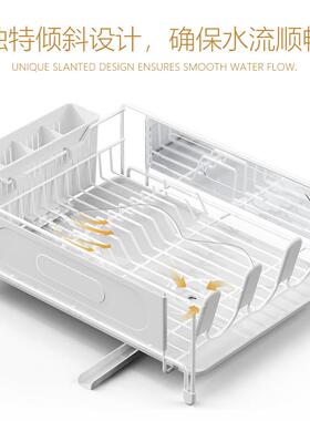A20608-2物碗厨房放碗碟的沥水架子厂工碟置架带筷笼碗盘收纳架
