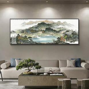 中新式客厅装饰山画水画客厅挂画档大气横版国无品牌/画背有靠高