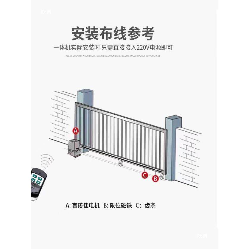 言诺佳直线平移门电机别庭院电动开门PUZ一机墅对开门摇控门体机