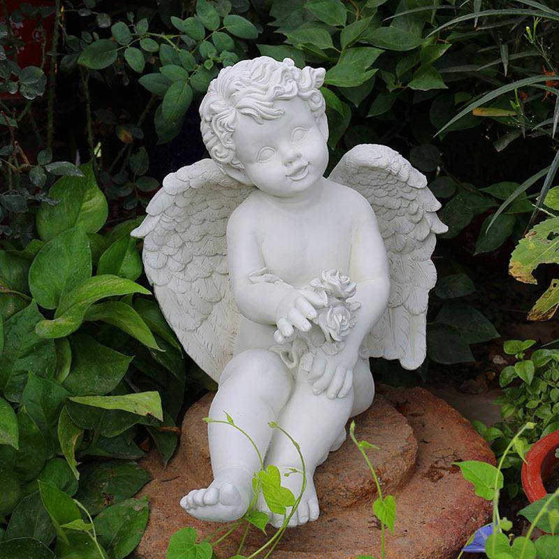 欧式复古使丘比树脂工艺雕品别墅VFL装特饰花园摆件创意人物塑天