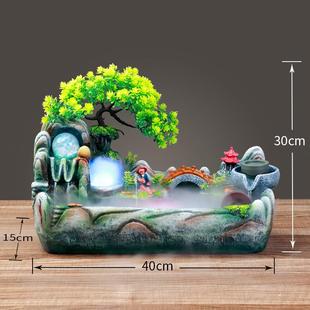 小号树长饰方型WMS桌面迷你摆件视柜装电假山流水装饰工艺品摆件